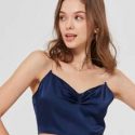 Rhinestone Strap Ruched Cami Top