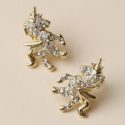 Rhinestone Unicorn Stud Earrings