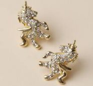 Rhinestone Unicorn Stud Earrings