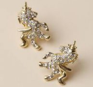 Rhinestone Unicorn Stud Earrings