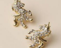 Rhinestone Unicorn Stud Earrings