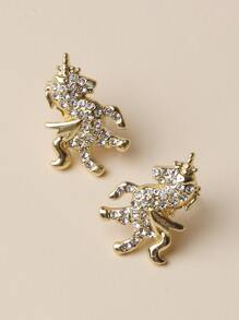 Rhinestone Unicorn Stud Earrings