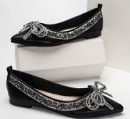 Rhinestone & Bow Decor Ballet Flats