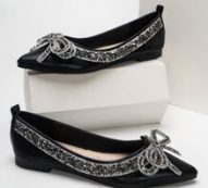 Rhinestone & Bow Decor Ballet Flats