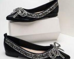Rhinestone & Bow Decor Ballet Flats