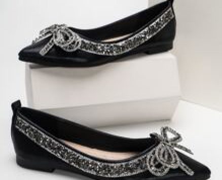 Rhinestone & Bow Decor Ballet Flats