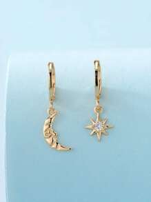 Rhinestone & Moon Drop Earrings