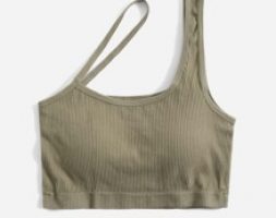 Rib Asymmetrical Neck Bralette