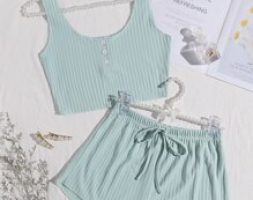 Rib Knit Crop Tank Top & Shorts Lounge Set