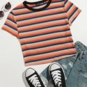 Rib-knit Colorful Striped Top