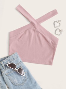 Rib-knit Halter Crop Top