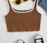 Rib-knit Ringer Crop Tank Top