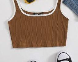 Rib-knit Ringer Crop Tank Top