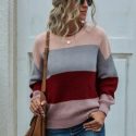 Ribbed Colorblock Drop Shoulder Sweater