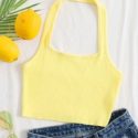 Ribbed Cropped Halter Top