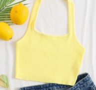 Ribbed Cropped Halter Top