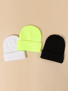 Ribbed Foldover Beanie Set - 3pcs