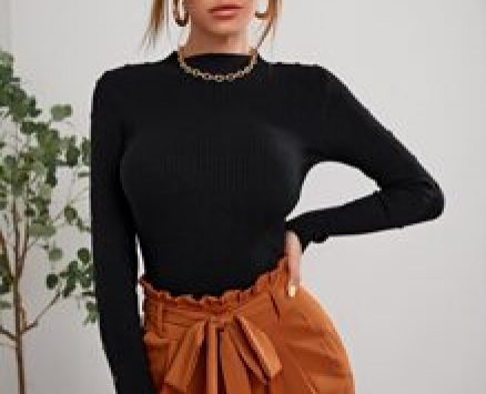 Ribbed Form-Fitting Sweater