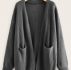 Ribbed Knit Drop Shoulder Dual Pockets Cardigan