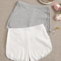 Ribbed Lace Trim Shorts Set – 2 Pack