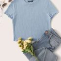 Ribbed Lettuce-Edge Cropped Tee