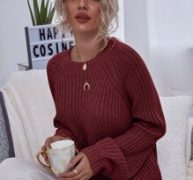 Ribbed Long Raglan Sleeve Sweater