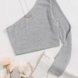 Ribbed One-Shoulder Crop Top