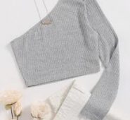 Ribbed One-Shoulder Crop Top