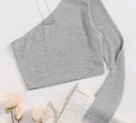 Ribbed One-Shoulder Crop Top