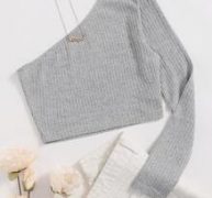 Ribbed One-Shoulder Crop Top