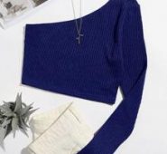 Ribbed One-Shoulder Crop Top