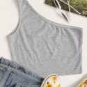 Ribbed One-Shoulder Tank Top