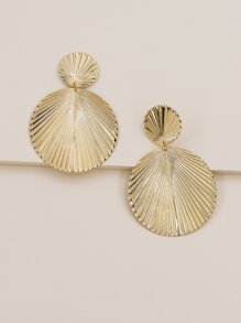 Ribbed Round Drop Earrings