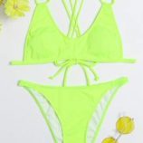 Ribbed Tie Back Bikini Swimsuit