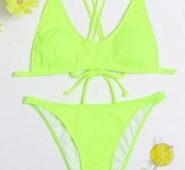 Ribbed Tie Back Bikini Swimsuit