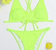 Ribbed Tie Back Bikini Swimsuit