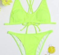 Ribbed Tie Back Bikini Swimsuit