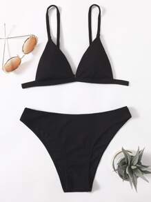 Ribbed Triangle Bikini Swimsuit