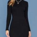 Ribbed Turtleneck Long Sleeve Mini Dress