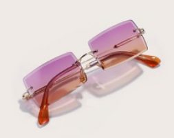 Rimless Rectangle Frame Sunglasses