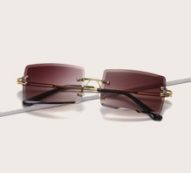 Rimless Square Frame Sunglasses