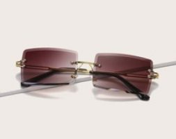 Rimless Square Frame Sunglasses