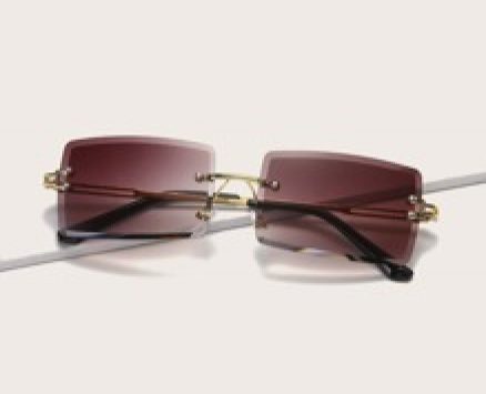 Rimless Square Frame Sunglasses