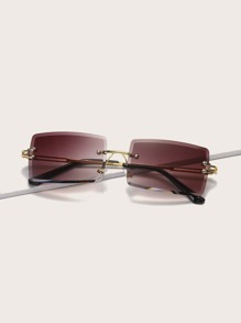 Rimless Square Frame Sunglasses