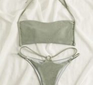 Ring Linked Halter Bikini Swimsuit