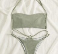 Ring Linked Halter Bikini Swimsuit
