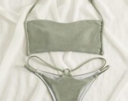 Ring Linked Halter Bikini Swimsuit