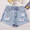 Ripped Denim Shorts