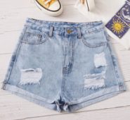 Ripped Denim Shorts