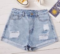 Ripped Denim Shorts